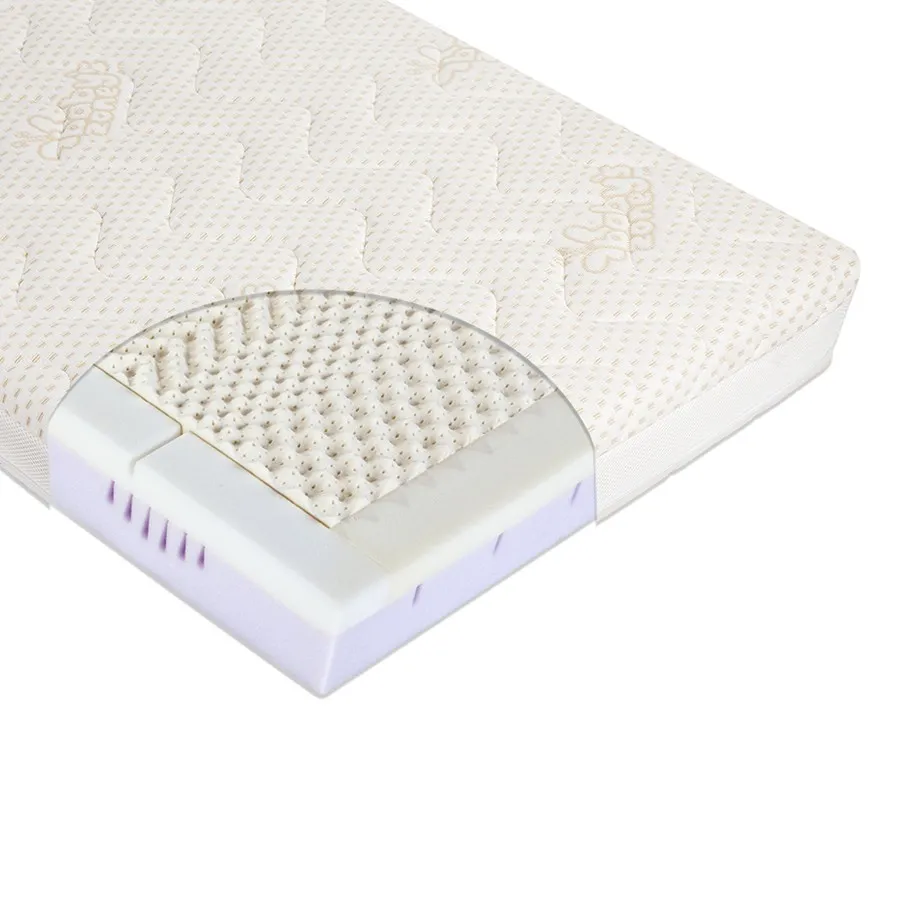 Materac do łóżeczka MODIO CLIMALATEX 120cm x 60cm z pokrowcem Cotton-BCI + Klin